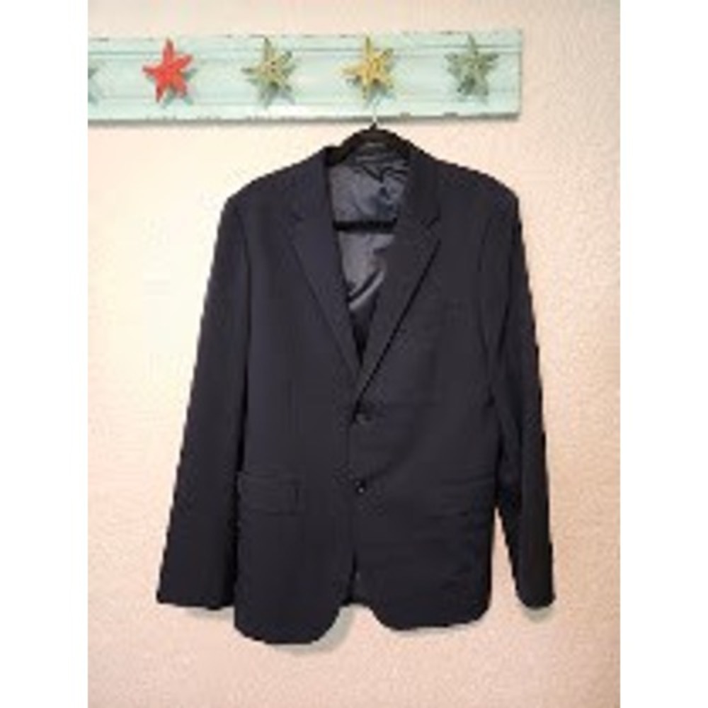Theory Mens 42 Navy Blue Wool Blend Two Button Blazer Sport Coat Jacket